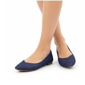 Vionic Caballo Denim Pointed Toe Ballet Flats Women's Shoes Size 8